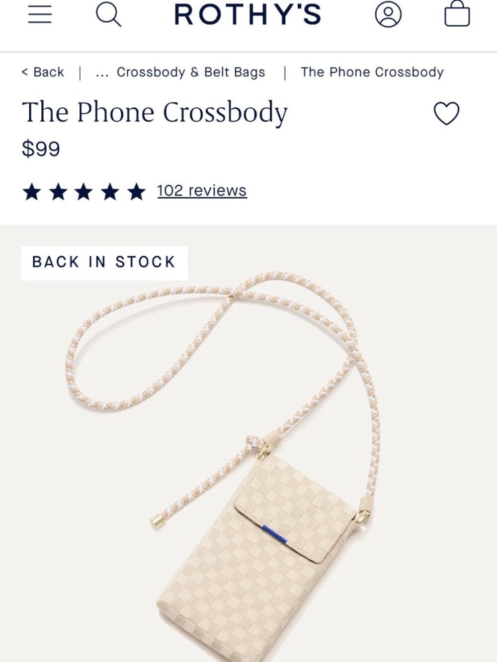 Rothy’s Phone Crossbody in White Sand